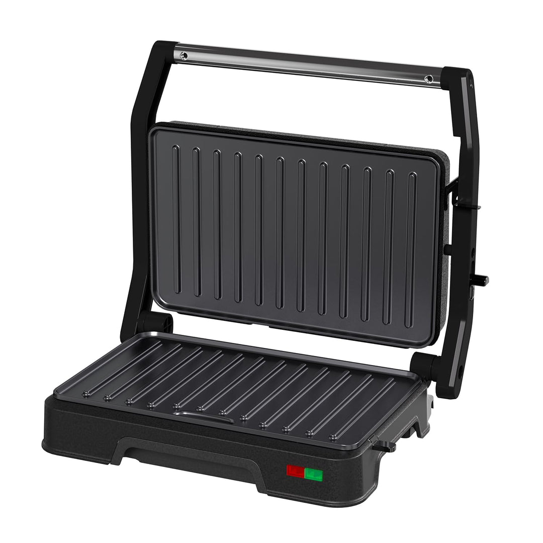 Sandwichmaker Kontaktgrill 2 in 1 Panini Grill 850W Sandwichtoaster mit Antihaftplatten 180 Grad Auf