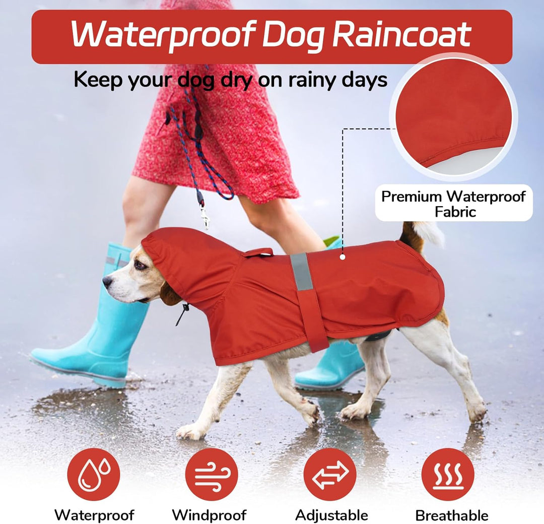 Lelepet Hund Regenmantel, wasserdichte Regenjacke für Mittelgrosse Hunde, Hunderegenmantel mit Refle