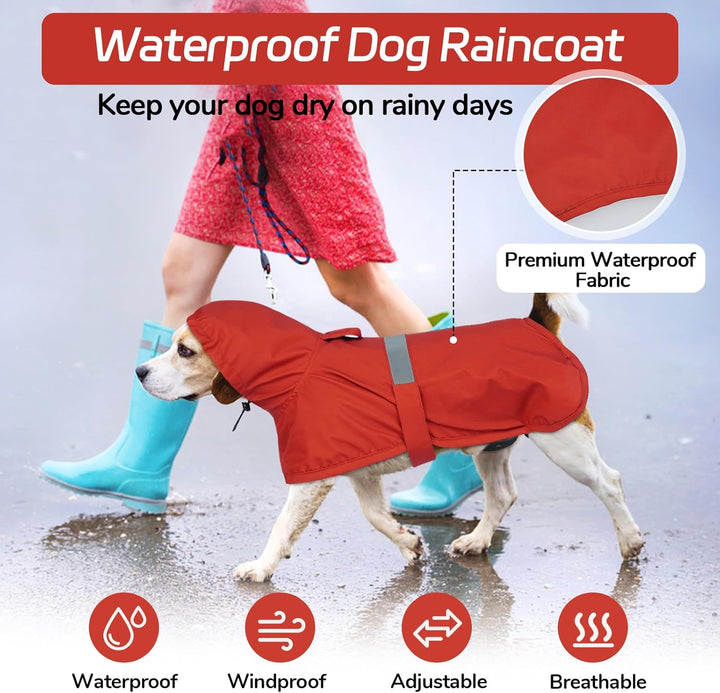 Lelepet Hund Regenmantel, wasserdichte Regenjacke für Mittelgrosse Hunde, Hunderegenmantel mit Refle