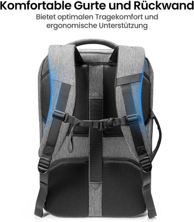 tomtoc 40L Reiserucksack, TSA Freundlich Handgepäck Rucksack Travel Backpack für 15,6-17 Zoll Laptop