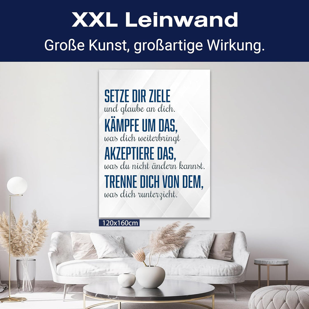 wandmotiv24 Motivations Motiv als Leinwandbild, 60x45cm, Hochformat, Motivation, setze dir Ziele, We
