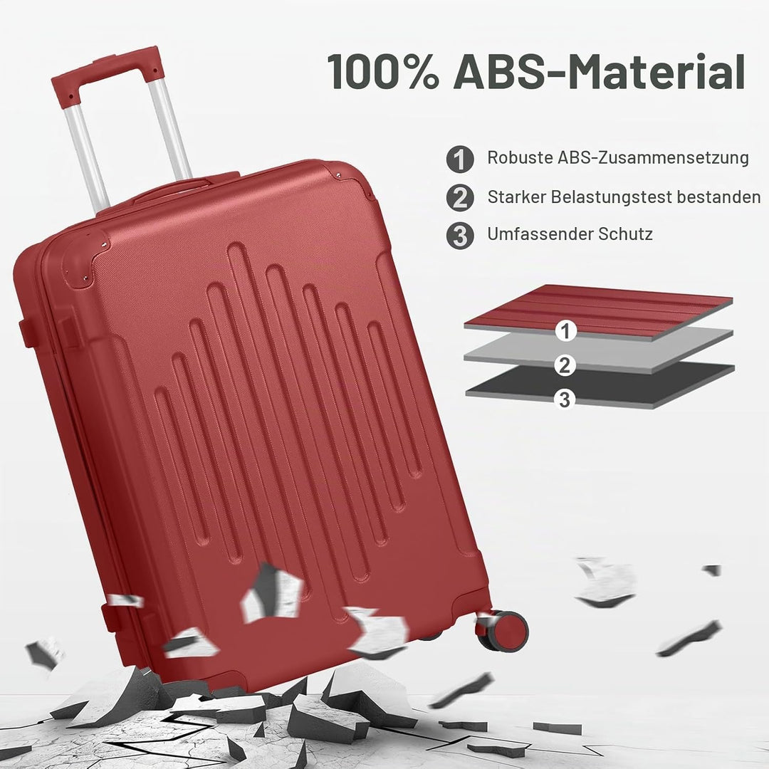 LALAHO Kofferset 3 teilig, Reisekoffer Set, Hartschalen Koffer Set aus ABS, Gepäckset mit Teleskopgr