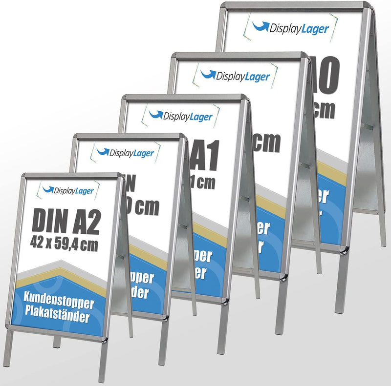 DisplayLager, Dänische Qualität - Kundenstopper Alu-Line Rondo inkl. 2 x APET für 2 Plakate (beidsei