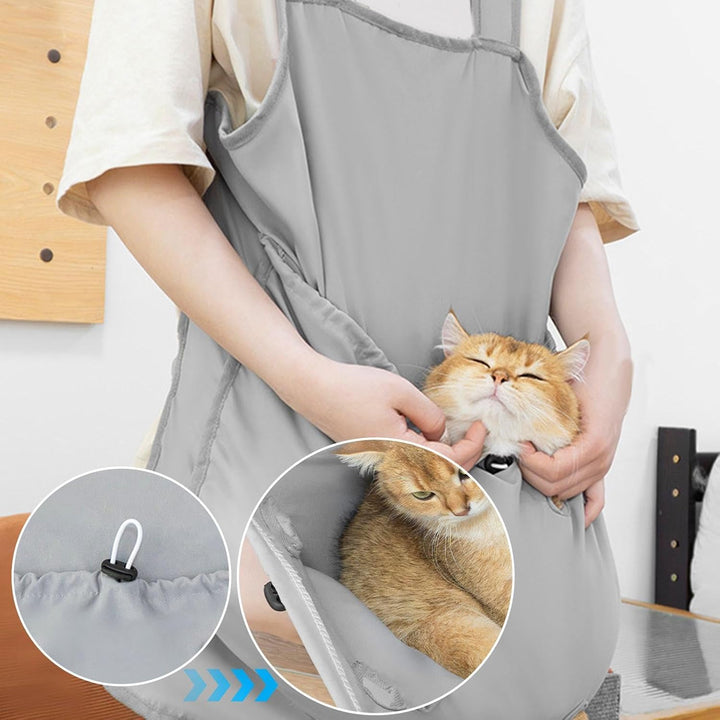 Katzenschürze mit Löchern – weiche Katzentragetasche vorne | weiche Brustschlinge mit Kordelzug, atm