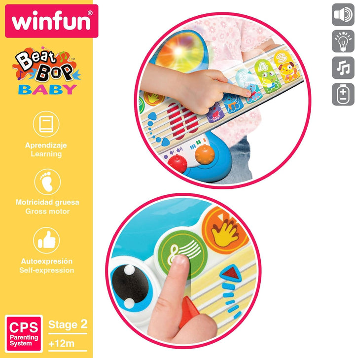 Winfun Kindergitarre, E-Gitarre für Babys, Spielzeug mit Musik, Licht und Sound, Musikspielzeug, Ges