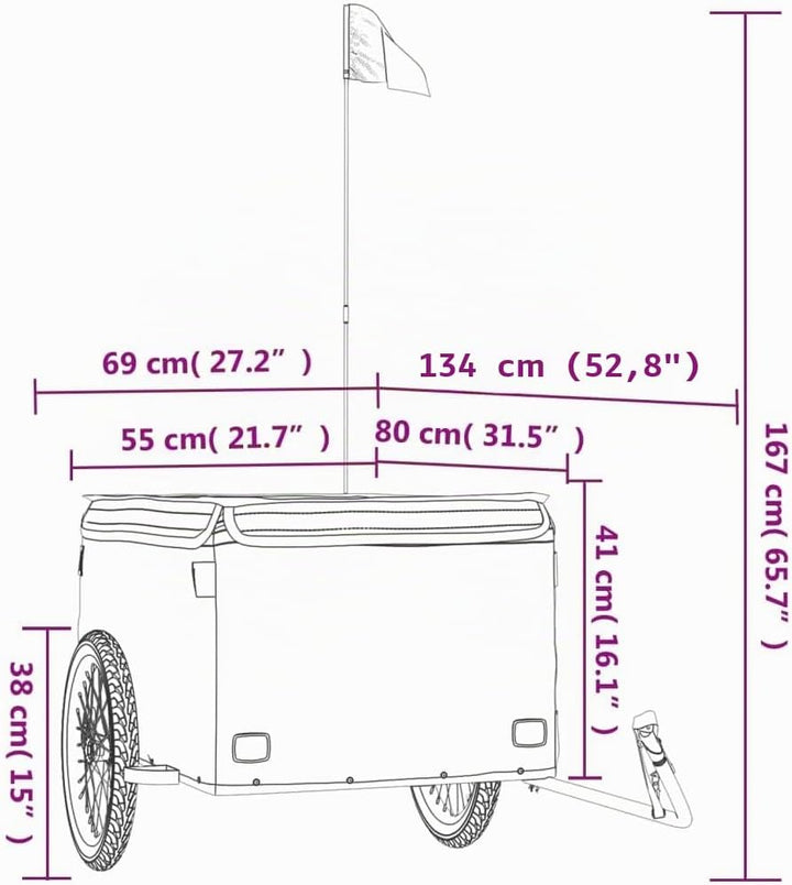 vidaXL Lastenanhänger Fahrrad Fahrradanhänger Transportanhänger Anhänger Eisen 134 x 69 x 59 cm Rot,