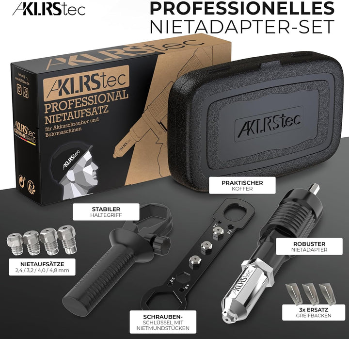KLRStec® Nietenzangen-Blindnietadapter – Nietaufsatz für Akkuschrauber und