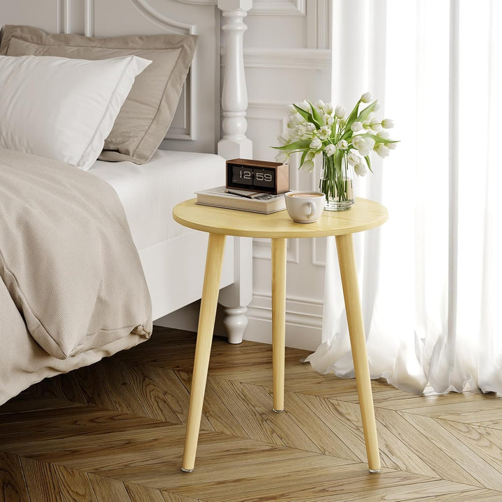 APICIZON Beistelltisch, Couchtisch rund Ø 42 cm, Höhe 51 cm, Sofatisch mit Beinen aus Massivholz, Sk