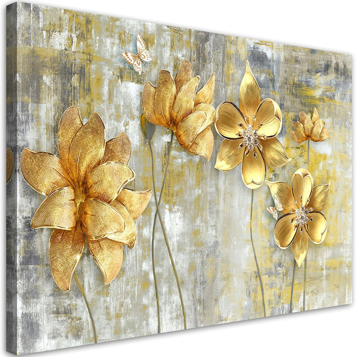 Feeby Bilder 120x80 cm Abstraktion Blumen Natur 1 tlg Modern Bild auf Leinwand Kunstdruck Wand Bild