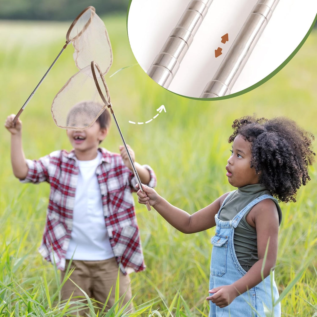 ROBUD Kids Outdoor Explorer Kit, Käferfang-Abenteuer-Sets mit Schmetterlingsnetzen, Lupen, Käferbehä