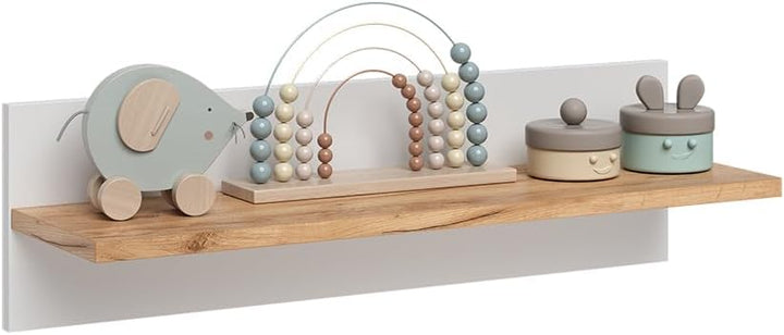 VitaliSpa Wandregal Kinderzimmer Malia, Weiss/Artisan, 70 x 20 cm, zur Wandbefestigung für Aufbewahr
