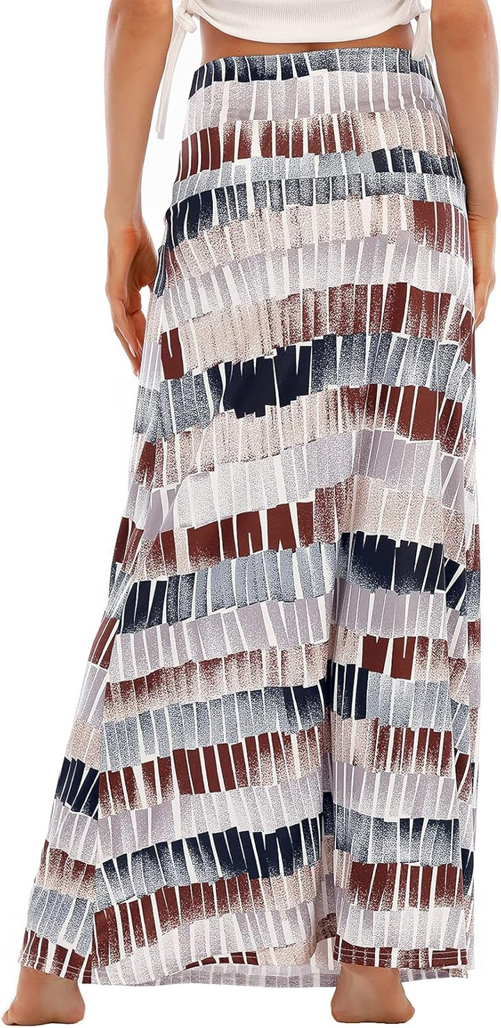 Durio Rock Maxirock Lang Damen Rock Weich Sommerrock Elegant Freizeitrock mit Hohem Bund Elastisch S