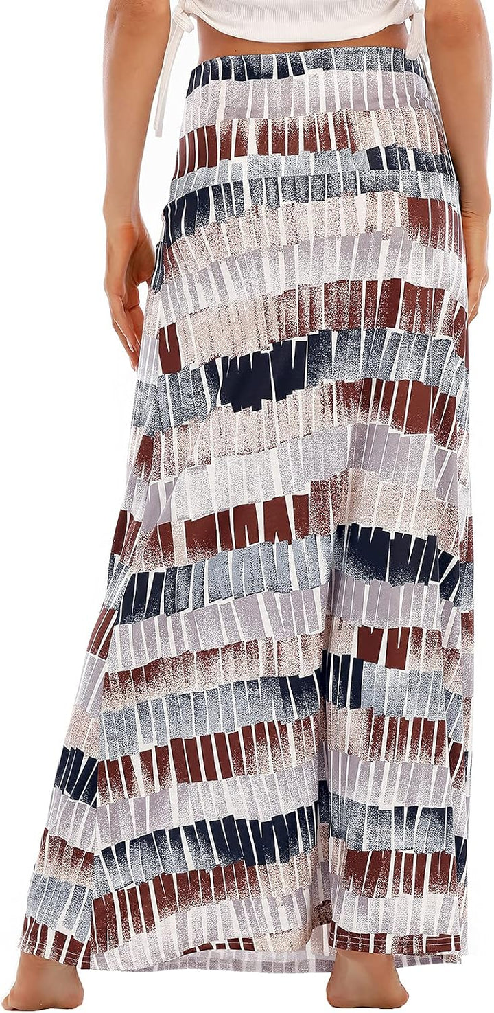 Durio Rock Maxirock Lang Damen Rock Weich Sommerrock Elegant Freizeitrock mit Hohem Bund Elastisch S