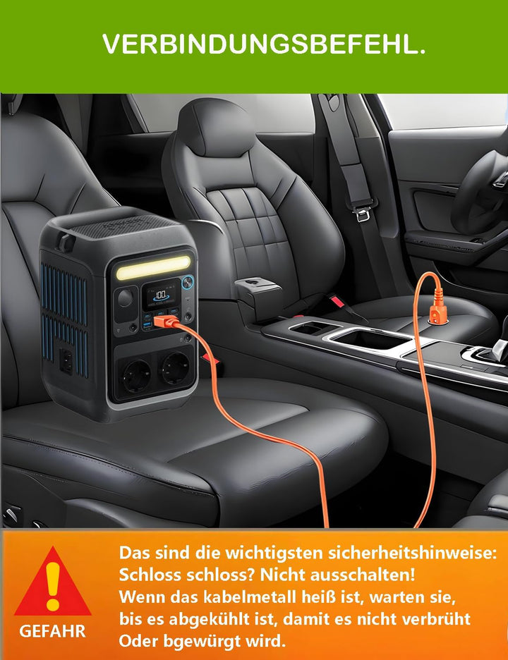XT60i auf Zigarettenanzünder Kabel, 14AWG 12V/24V Ladekabel für Powerstation & Solargenerator – Komp