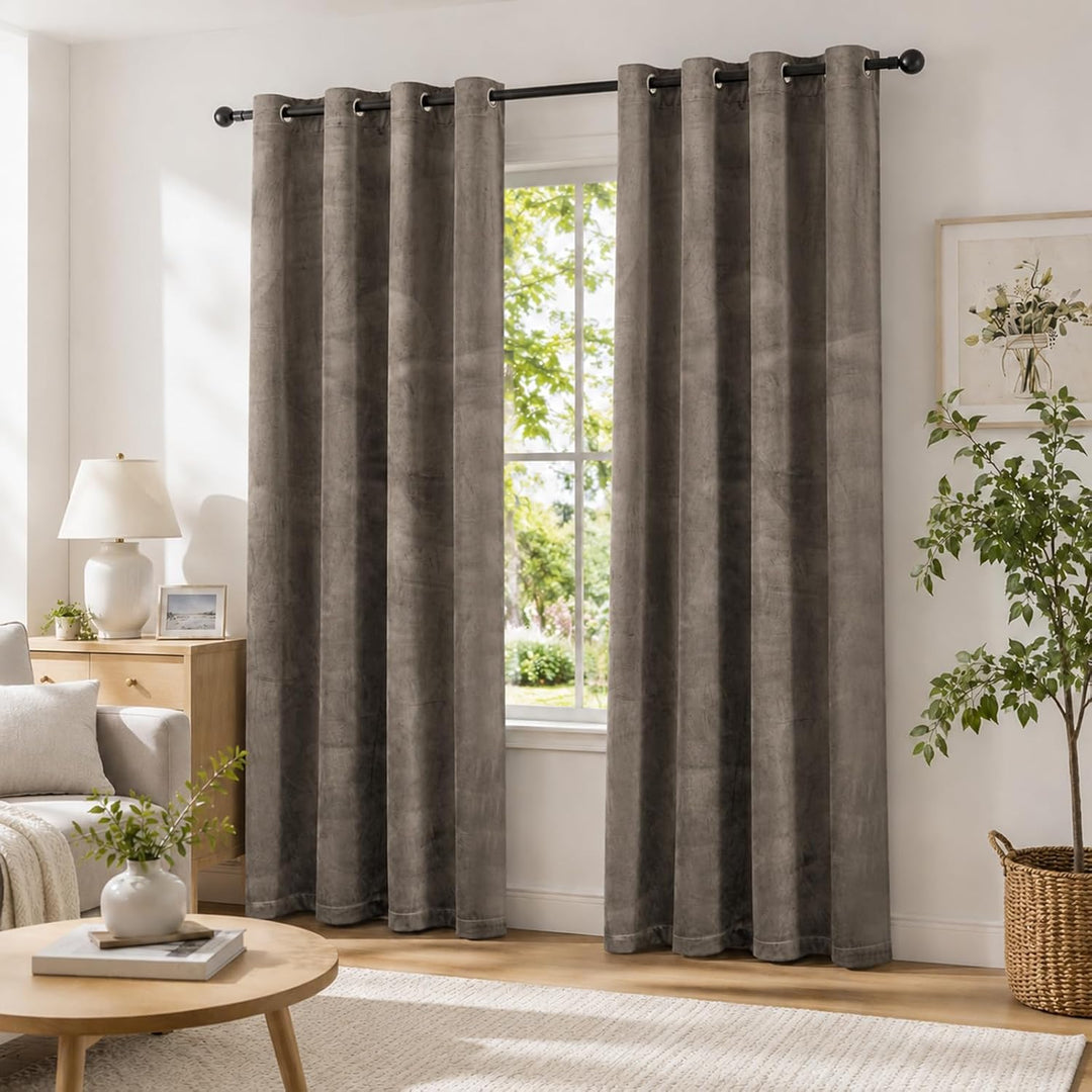 YSTELLAA Samtvorhang 2er Set, Gardinen Vorhänge, 117×137cm, Verdunklungsvorhänge Schlafzimmer Mit Ös