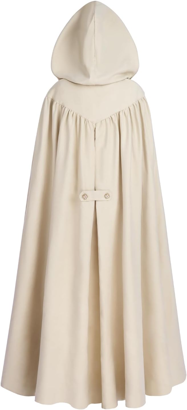 Fiamll Mittelalter Umhang Damen Kapuze Mantel mit Manschette Einfarbige Trenchcoat Renaissance Vampi