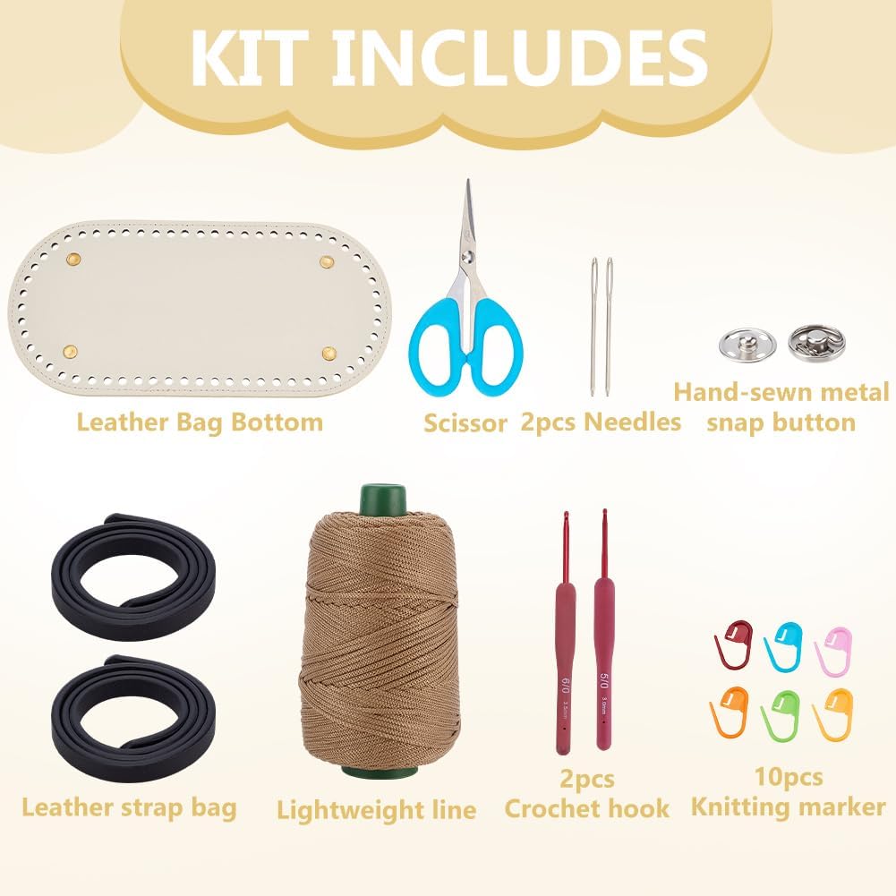 WEBEEDY Häkelbeutel Set Für Erwachsene Anfänger Häkel Taschen Set Mit Video Tutorials Lederbasis Und