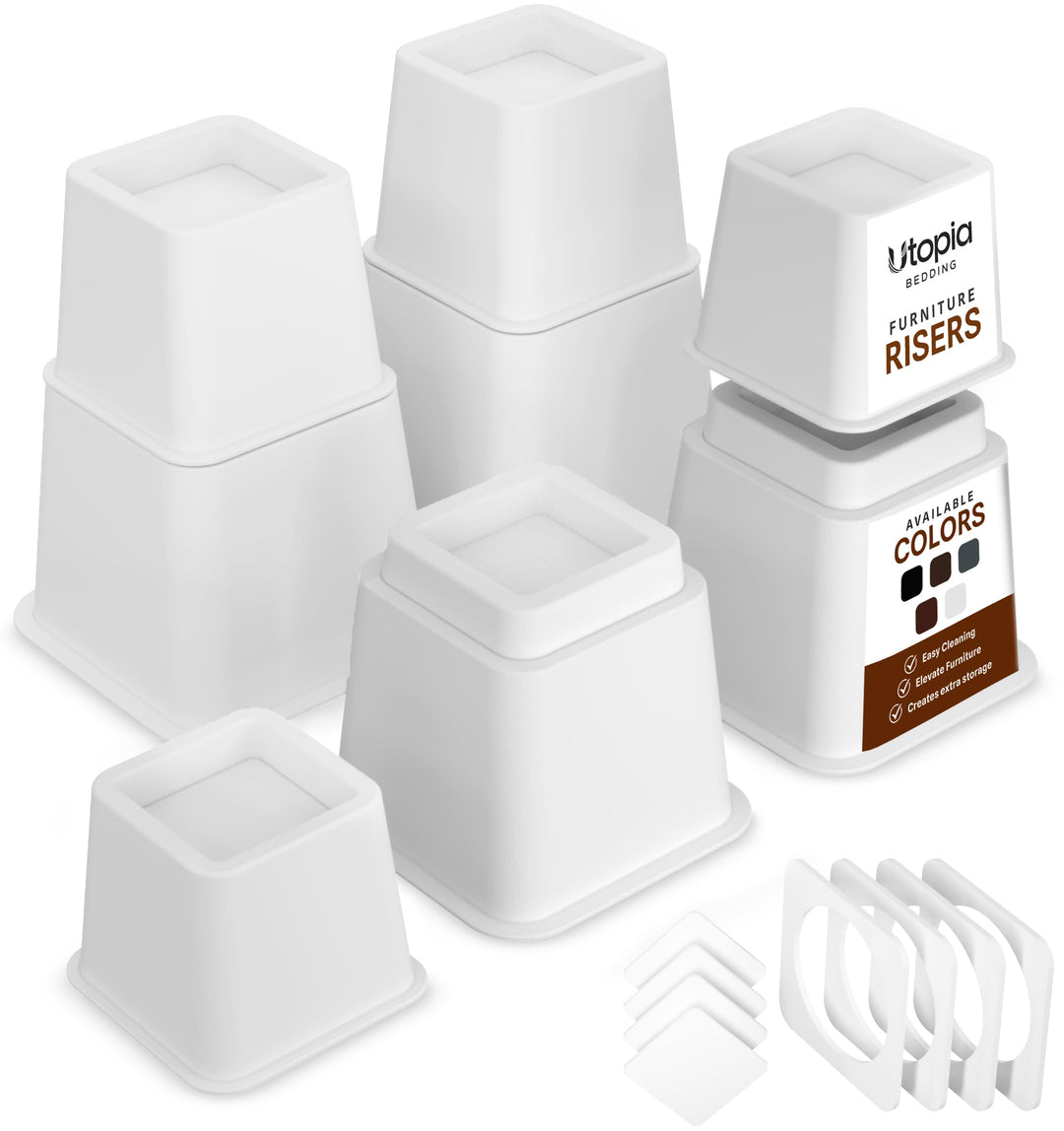 Utopia Bedding 8 Stück Hochwertige verstellbare Möbelerhöher (4 hoch und 4 kurz) - Starke platzspare