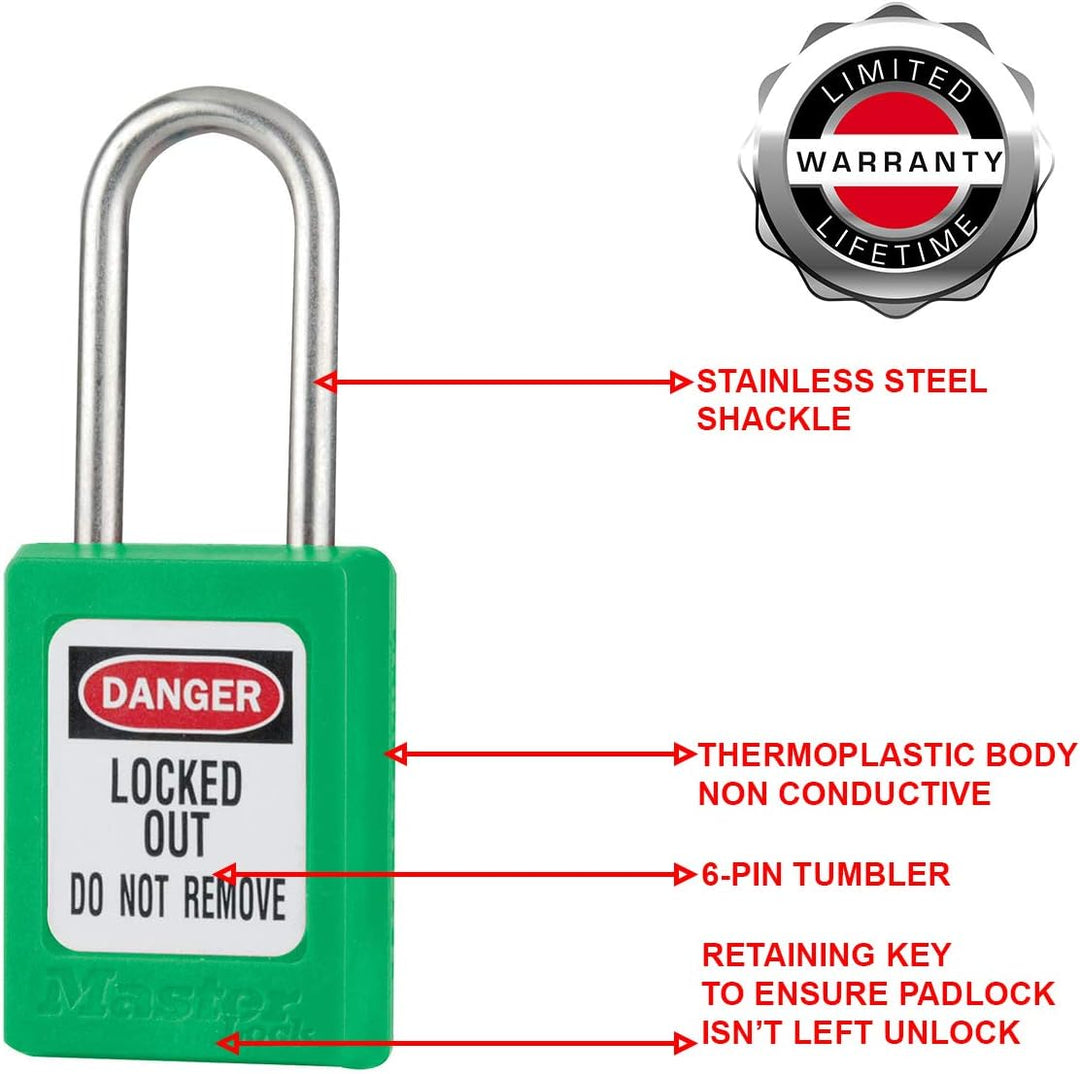 MASTER LOCK Thermoplastisches Sicherheitsvorhängeschloss [Verschiedenschliessender] [Grün] - S31GRN