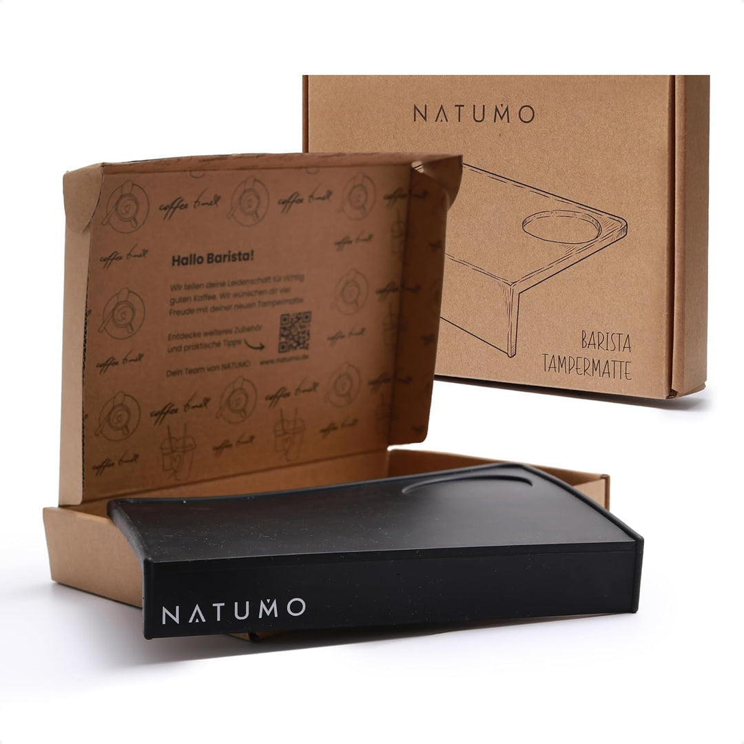 NATUMO Tampermatte Barista (21x15x3cm) Anti-Rutsch Silikon Tamper Matte mit Kantenschutz, Barista Zu