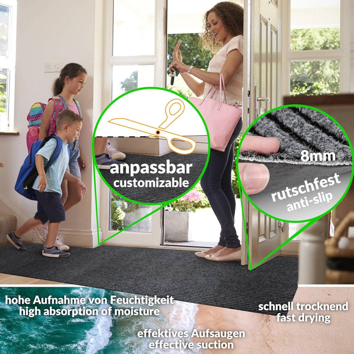 ANRO Schmutzfangmatte Mischa Teppich Läufer Meterware rutschfest & zuschneidbar | Indoor Outdoor Fus