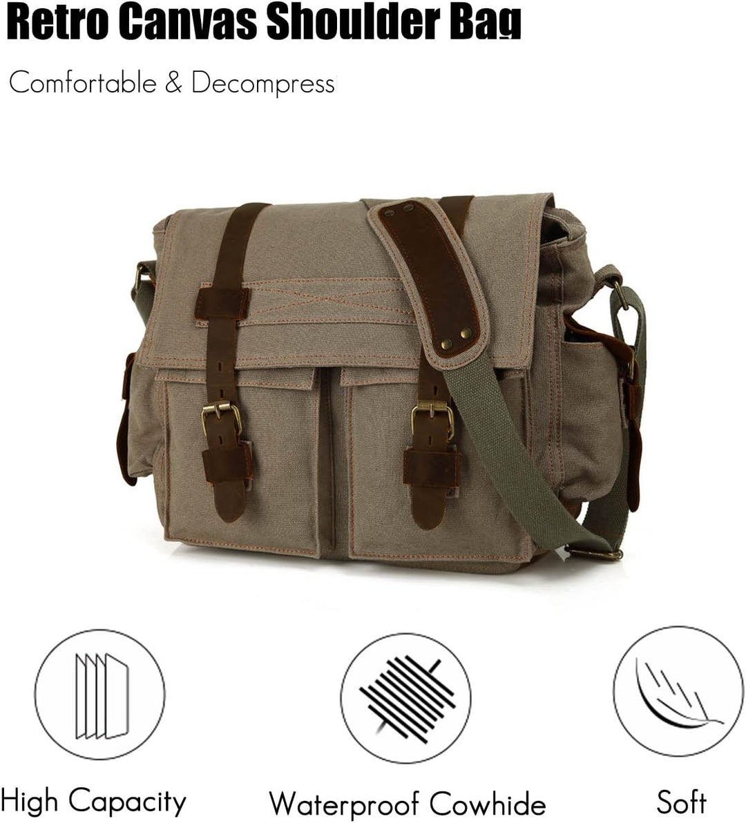 FANDARE Neu Retro Messenger Bag Umhängetasche Schultertasche 14 Zoll Laptoprucksäcke Herren Frauen T