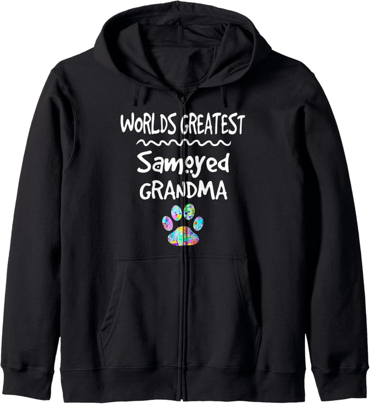 Worlds Greatest Samoyed Grandma Cute Dog Paw Print Pet Love Kapuzenjacke