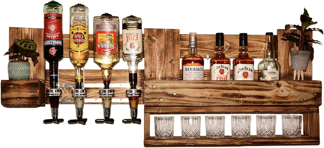 EXCLUSIV: Whiskyregal Wandbar Whiskeyregal rustikal Getränkespender Schnaps Gin Whiskey Whisky Palet