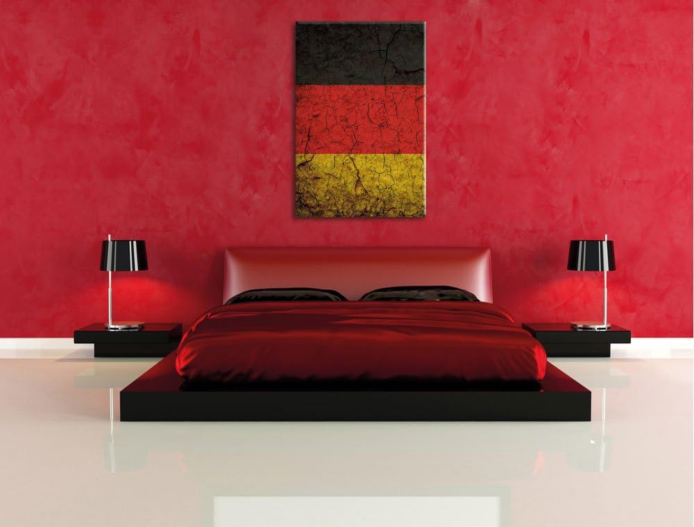 Deutschlandfahne, Format: 100x70 auf Leinwand, XXL riesige Bilder fertig gerahmt mit Keilrahmen, Kun