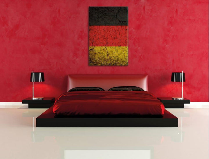 Deutschlandfahne, Format: 100x70 auf Leinwand, XXL riesige Bilder fertig gerahmt mit Keilrahmen, Kun