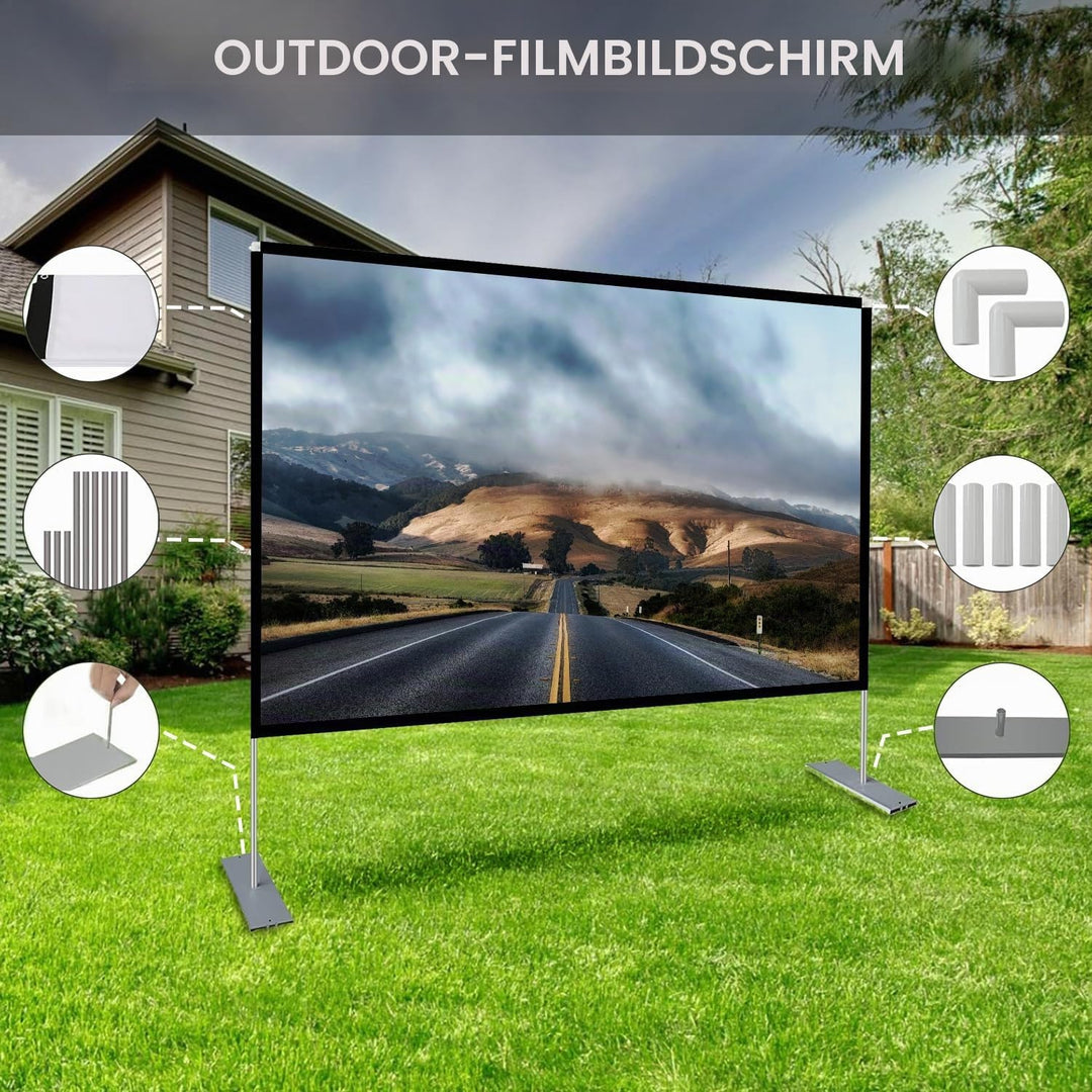 Projector Screen with Stand 80 inch Portable Projection Screen 16:9 4K HD Projections Movies Screen