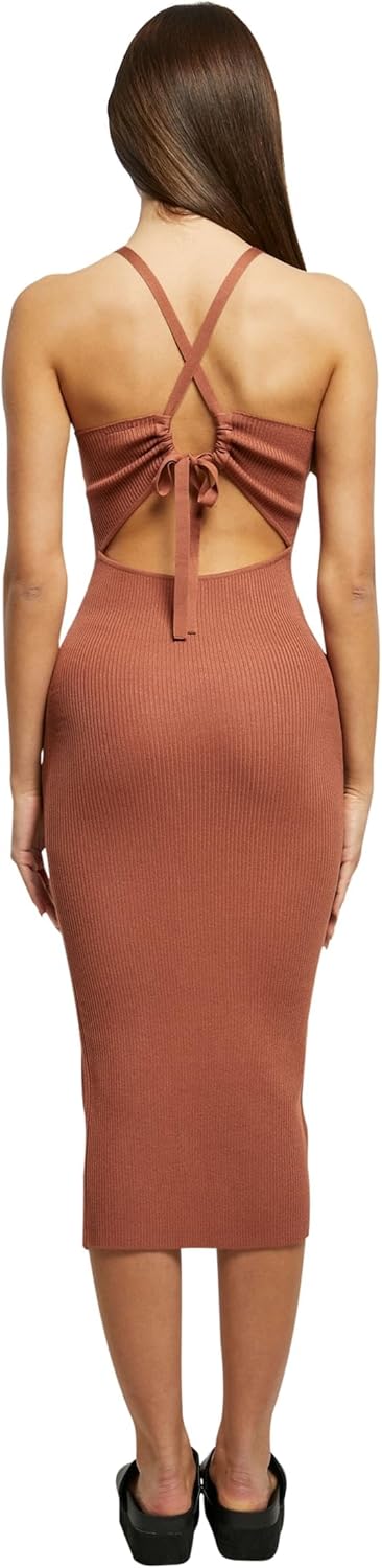 Urban Classics Ladies Midi Rib Knit Crossed Back Dress, Midi Kleid für Damen, erhältlich in vielen v