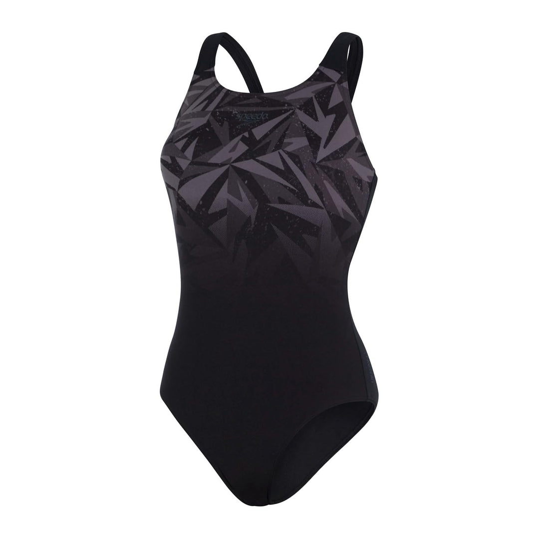 Speedo Hyperboom Placement Muscleback Badeanzug Damen 60 Schwarz / Grau, 60 Schwarz / Grau