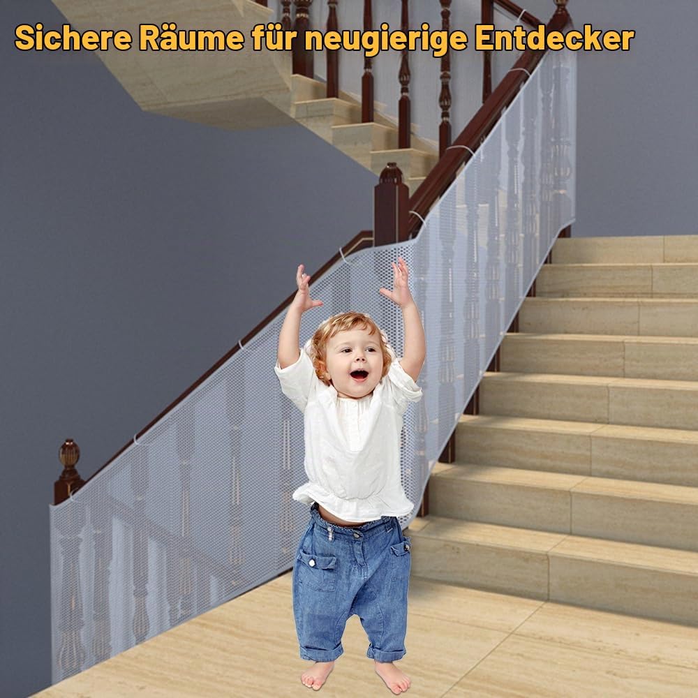 3 Meter Treppenschutznetz Kinder, Balkonschutz Netz, Treppengeländer Verkleidung, Fallschutz Safety