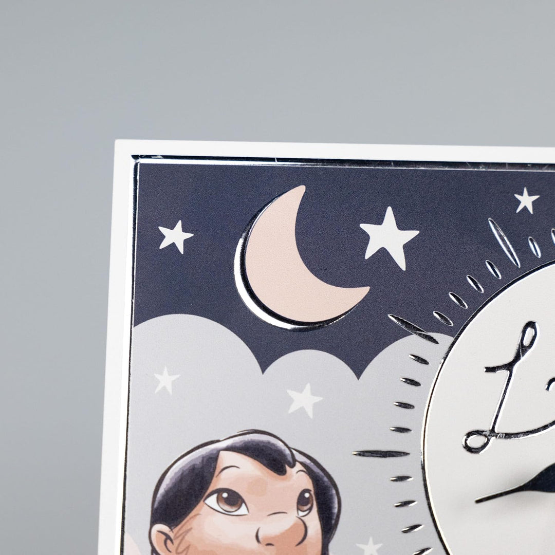 VALENTI & CO. - Disney Lilo und Stitch - Tisch- oder Hängeuhr aus Holz mit silbernen Details - Gesch