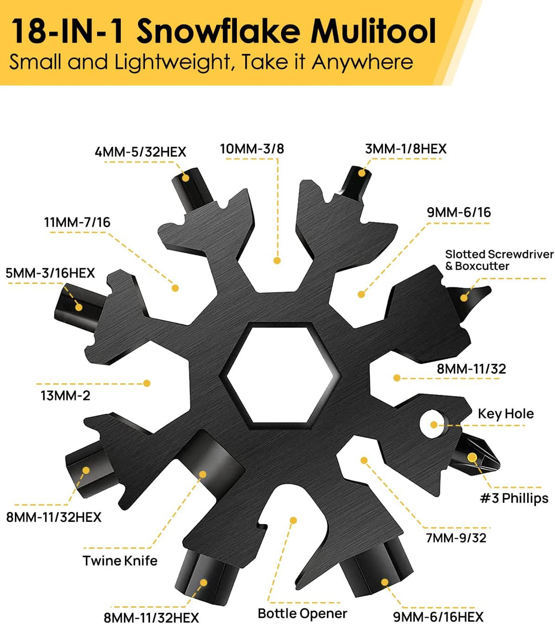 Geschenke für Männer, Multper 5 in 1 Multitool &amp; 18 in 1 Schneeflocken Multitool Gadgets, Faltbares