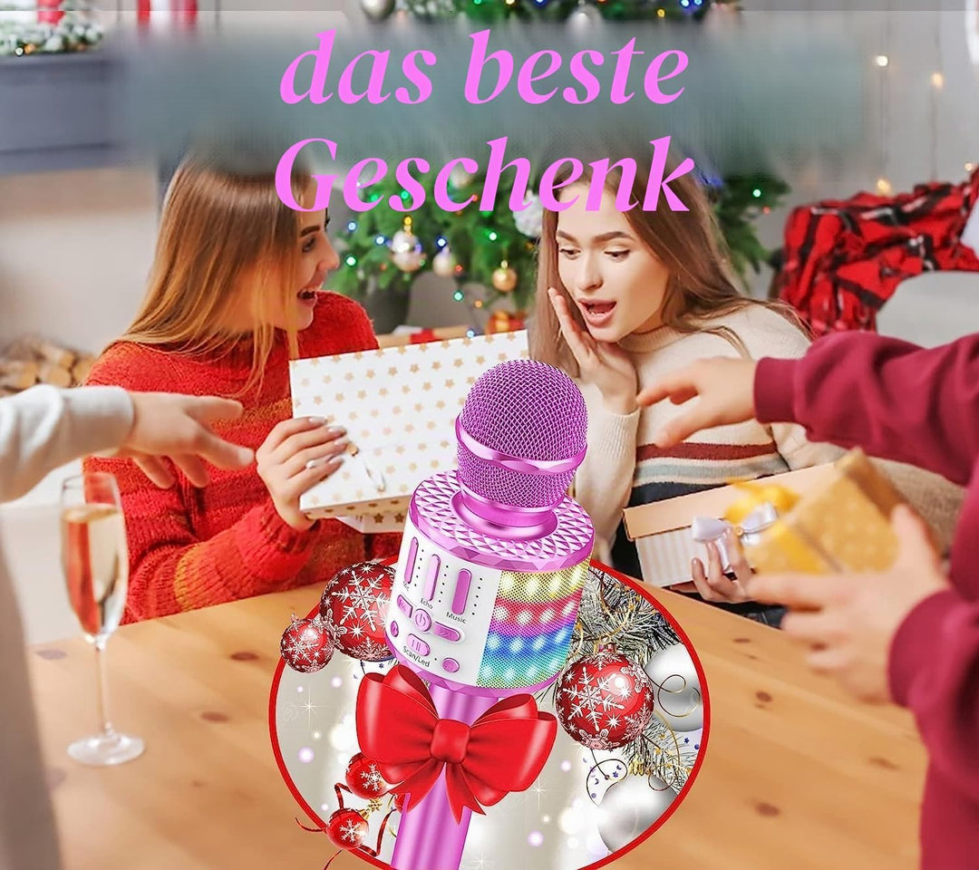 Karaoke Mikrofon, Drahtloses Bluetooth Mikrofon Kinder mit LED, Tragbares Karaoke Maschine zum Singe