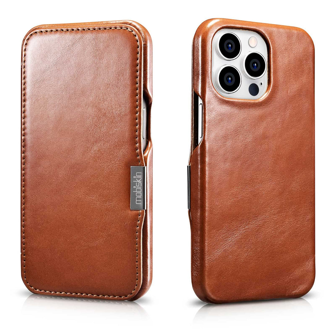 Mobiskin Hülle kompatibel mit Apple iPhone 13 PRO (6,1 Zoll), Handyhülle mit echtem Leder, Case, Sch