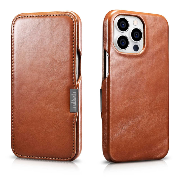 Mobiskin Hülle kompatibel mit Apple iPhone 13 PRO (6,1 Zoll), Handyhülle mit echtem Leder, Case, Sch