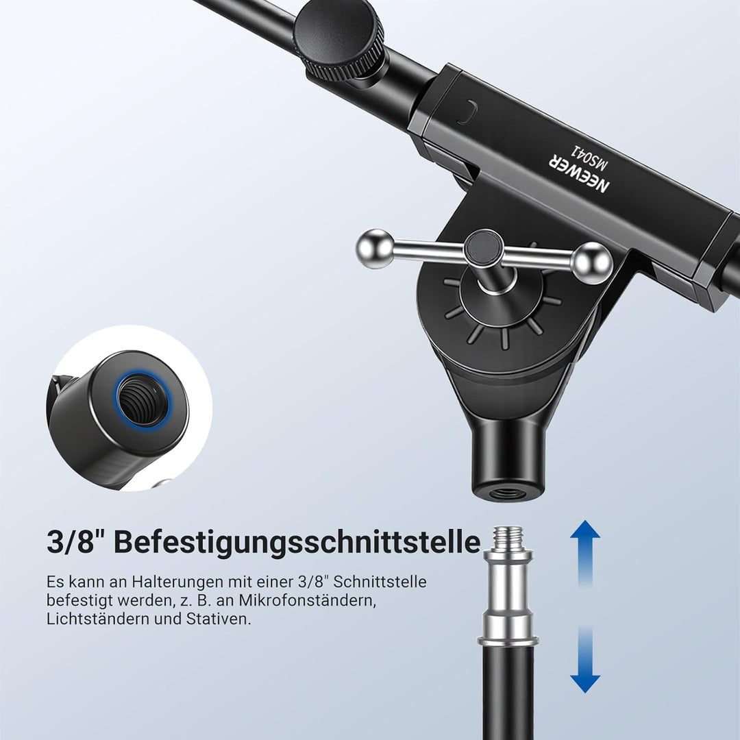 NEEWER Mikrofon Boom Arm für Microphone Stand, kompakte, tragbare Teleskop Verlängerungsstange aus A