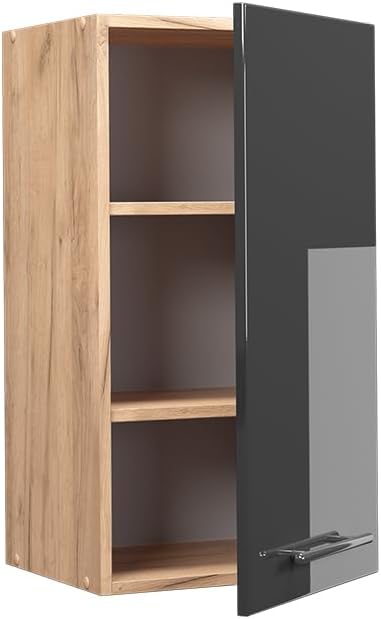 Vicco Hängeschrank Fame-Line, Anthrazit Hochglanz/Goldkraft Eiche, 40 cm Hängeschrank 40 cm Anthrazi