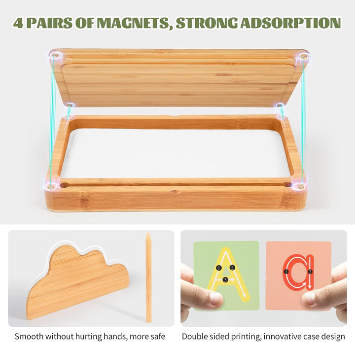 AtMini Montessori sandtablet Frühes Training buchstaben und Zeichens pielzeug Holz Montessori Sandti