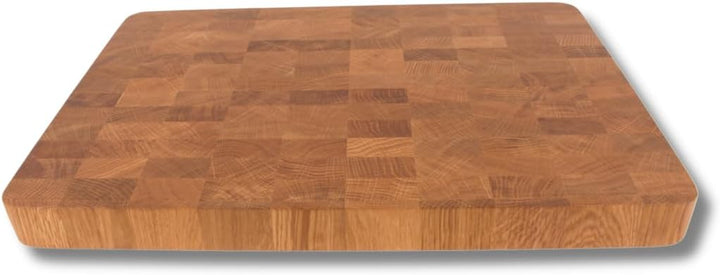 EFO Schneidebrett Holz 50x35x4 cm | Stirnholz Küchenbrett aus Eiche –messerschonend und langlebig |