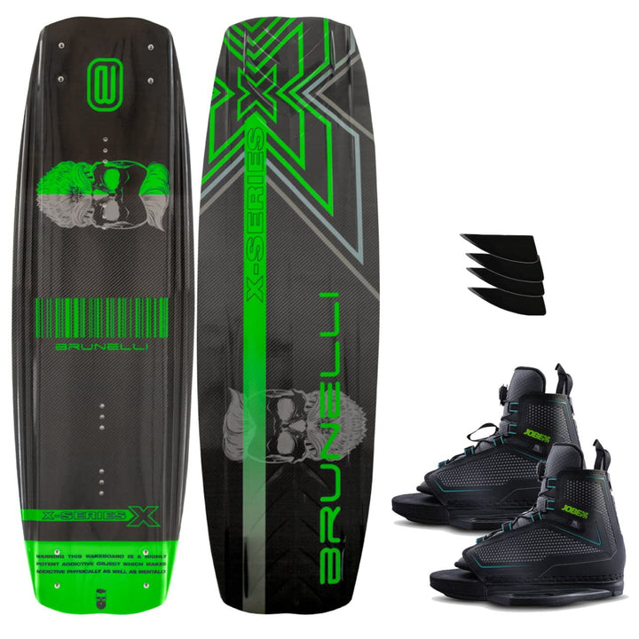 BRUNELLI Carbon Wakeboard Set 145 cm Gruen mit Maze Wakeboardbindung