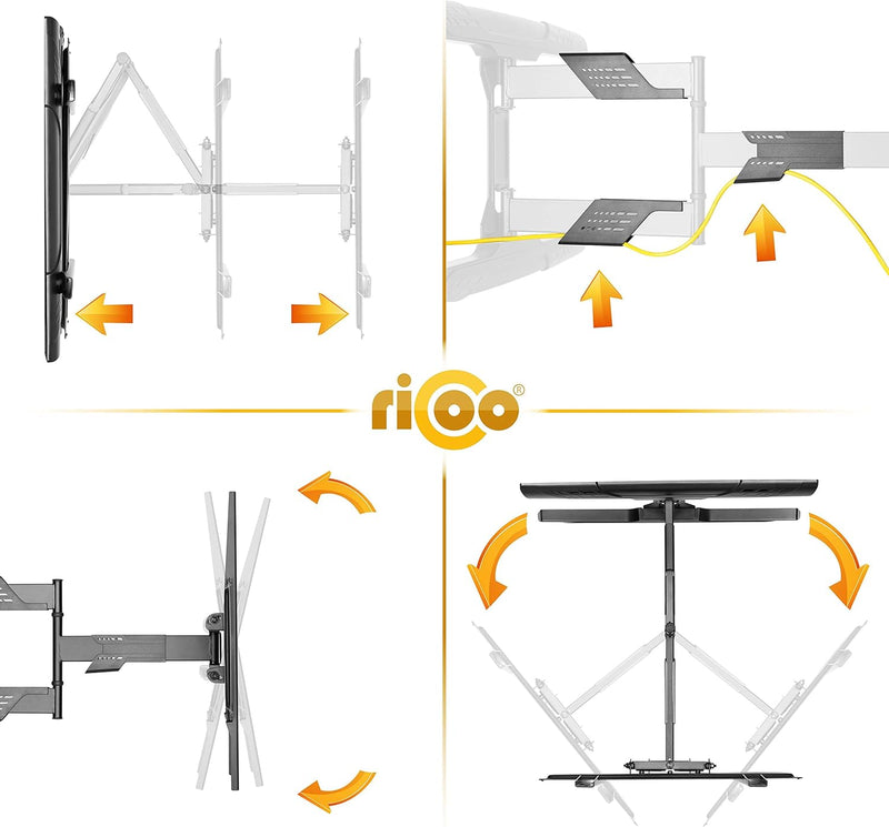 RICOO TV Wandhalterung Fernseher Schwenkbar Neigbar für 32-55 Zoll, Universal TV Halterung S5944, Fe