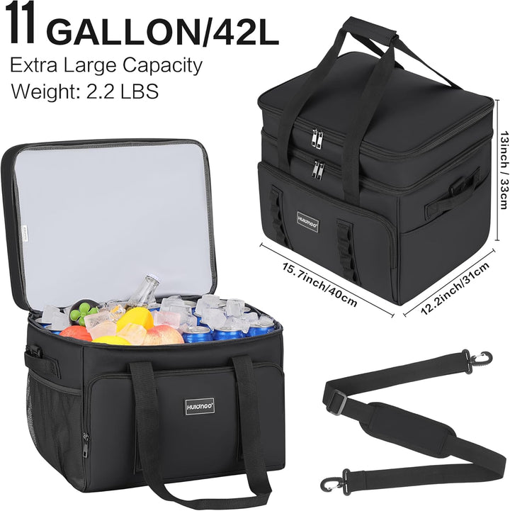 Hulongo Kühltasche Isoliert Kühltasche Wasserdicht Picknick Doppel-Thermotasche für Camping, Reisen,