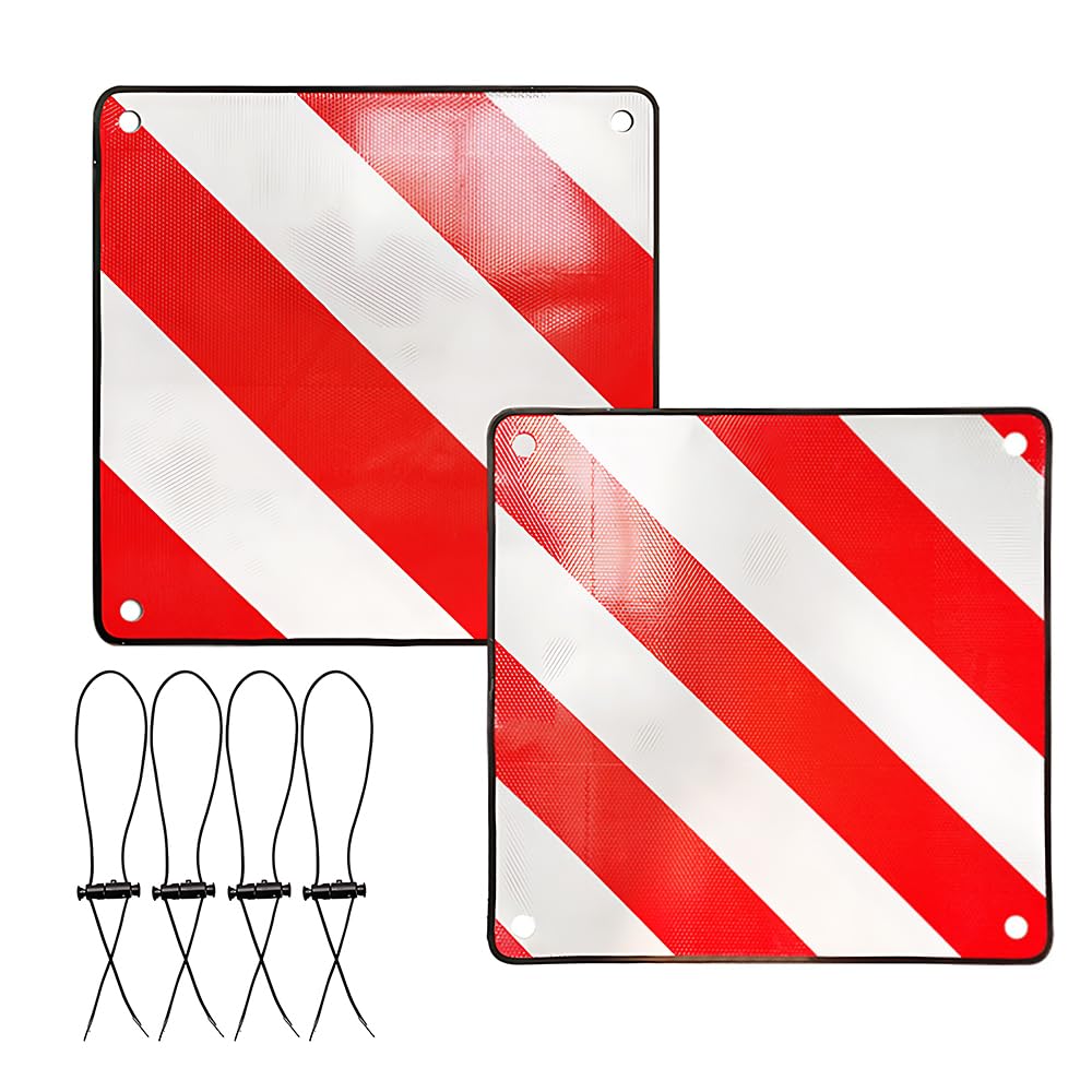 2 in 1 Warntafel Italien und Spanien, 50 x 50 cm warntafel fahrradträger aus Aluminium mit 4 Spannse