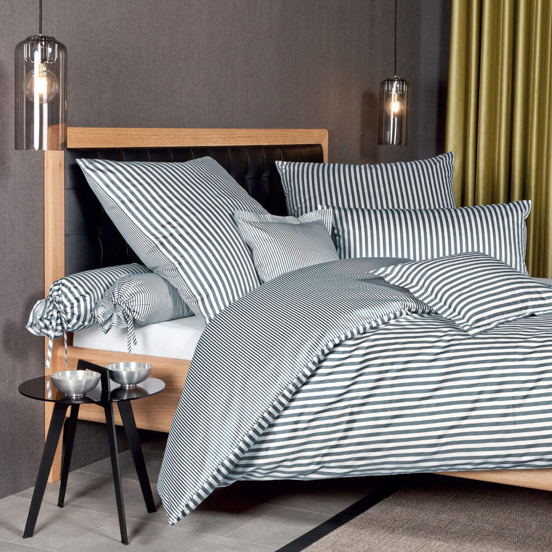 Janine Design Streifen-Bettwäsche modern Classic anthrazit 1 Bettbezug 155 x 220 cm + 1 Kissenbezug