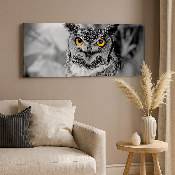 Wandbilder Dekoration Wohnzimmer Eule Vogel Natur Panorama Bilder auf Leinwand 120x50cm Leinwandbild