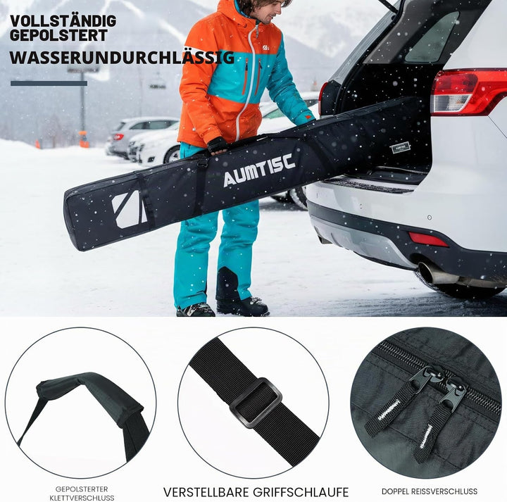 AUMTISC Skitasche Skisack Gepolstert Snowboardtasche Zum Transport Von Skiausrüstungstasche Mit vers